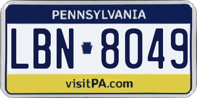 PA license plate LBN8049