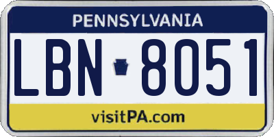 PA license plate LBN8051