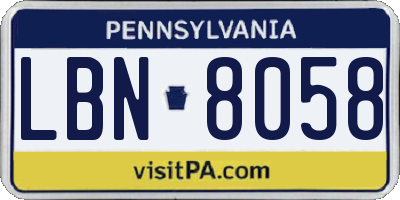 PA license plate LBN8058