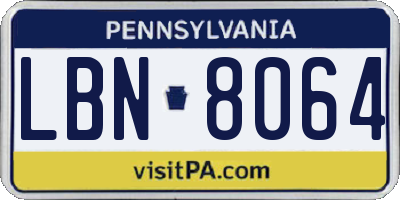 PA license plate LBN8064