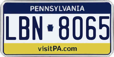 PA license plate LBN8065