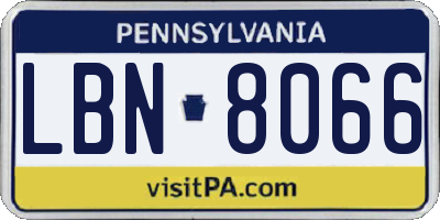 PA license plate LBN8066