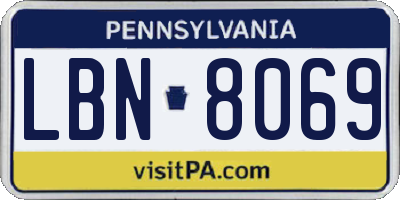 PA license plate LBN8069