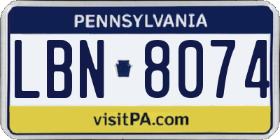 PA license plate LBN8074