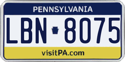 PA license plate LBN8075