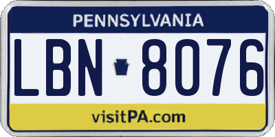 PA license plate LBN8076