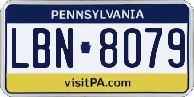 PA license plate LBN8079