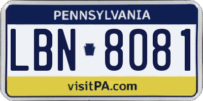 PA license plate LBN8081