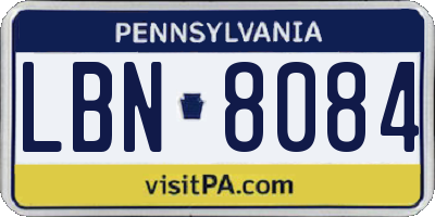 PA license plate LBN8084