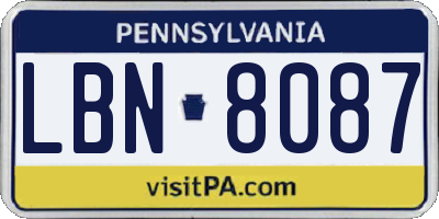 PA license plate LBN8087