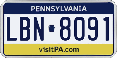 PA license plate LBN8091