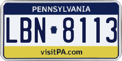 PA license plate LBN8113