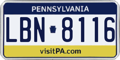 PA license plate LBN8116