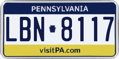 PA license plate LBN8117