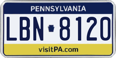 PA license plate LBN8120