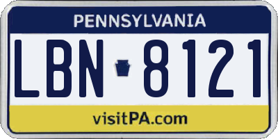 PA license plate LBN8121