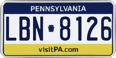 PA license plate LBN8126