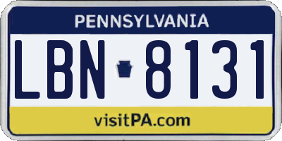 PA license plate LBN8131