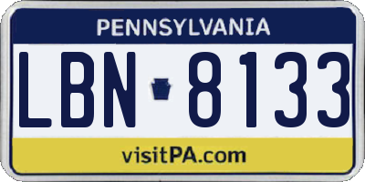 PA license plate LBN8133