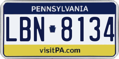 PA license plate LBN8134