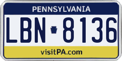 PA license plate LBN8136