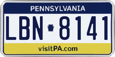 PA license plate LBN8141