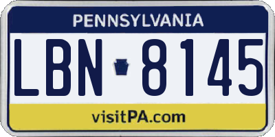 PA license plate LBN8145