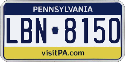 PA license plate LBN8150