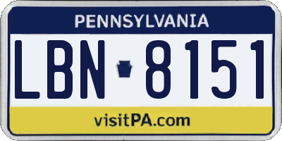 PA license plate LBN8151