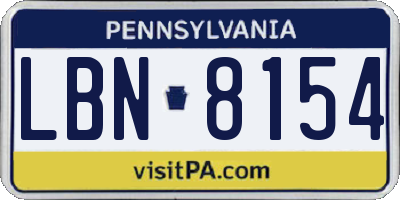 PA license plate LBN8154