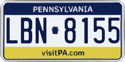 PA license plate LBN8155