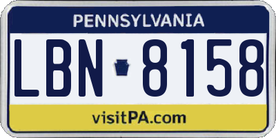 PA license plate LBN8158