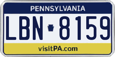 PA license plate LBN8159