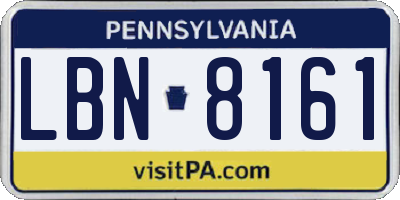 PA license plate LBN8161