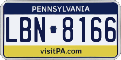 PA license plate LBN8166