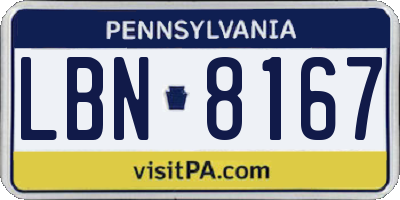 PA license plate LBN8167