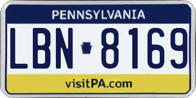 PA license plate LBN8169