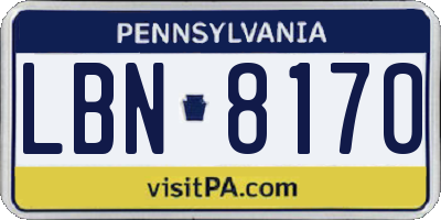 PA license plate LBN8170
