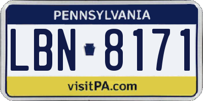 PA license plate LBN8171