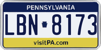 PA license plate LBN8173