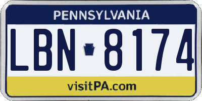 PA license plate LBN8174