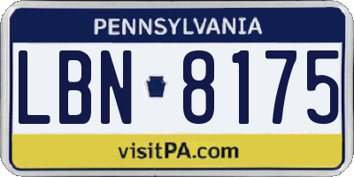 PA license plate LBN8175
