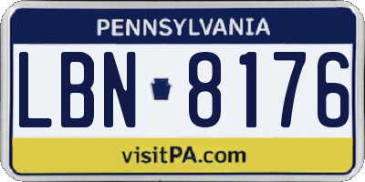 PA license plate LBN8176