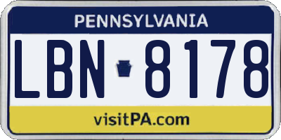 PA license plate LBN8178