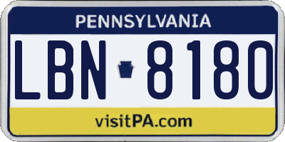 PA license plate LBN8180