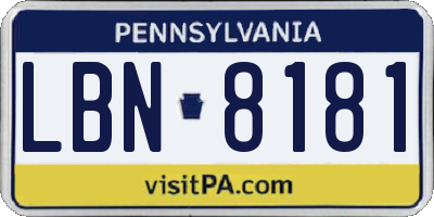 PA license plate LBN8181