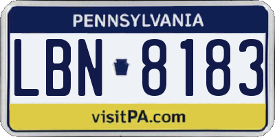 PA license plate LBN8183