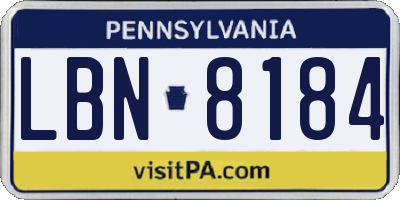 PA license plate LBN8184