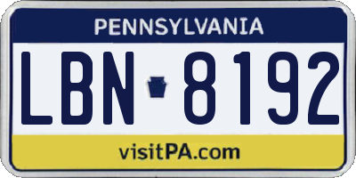 PA license plate LBN8192