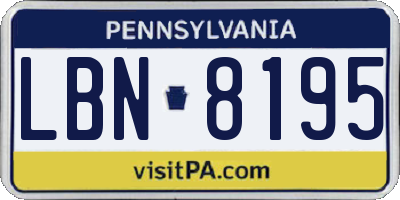 PA license plate LBN8195
